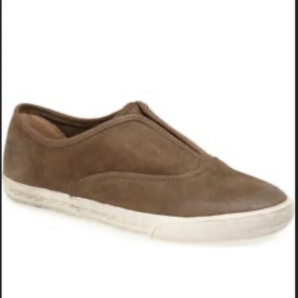 Frye Mindy Slip On Oxford Sneakers Gray Taupe Leather 8.5 Casual Academia Retro - Picture 12 of 12